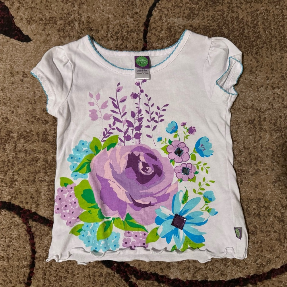 White and purple floral baby tee by Dollie & Me
